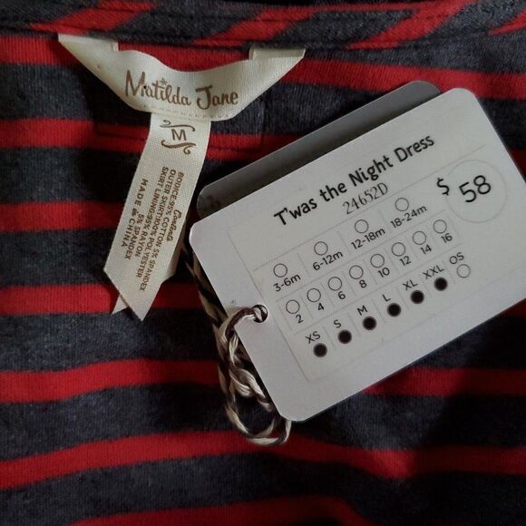 Red Gray Striped Sleeveless Dress M A-Line Tulle Skirt Matilda Jane - Picture 5 of 5